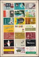 cca 1950 132 db japán gyufacímke, 7 db kartonlapra ragasztva