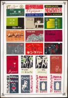 cca 1950 127 db japán gyufacímke, 8 db kartonlapra ragasztva