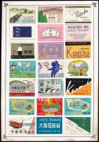 cca 1950 127 db japán gyufacímke, 8 db kartonlapra ragasztva