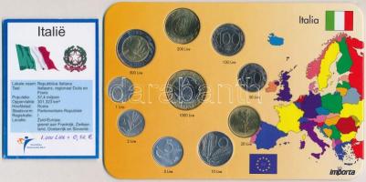 Olaszország 1981-1998. 1L-1000L (10xklf) forgalmi sor karton dísztokban T:1- Italy 1981-1998. 1 Lira - 1000 Lire (10xdiff) coin set in cardboard case C:AU