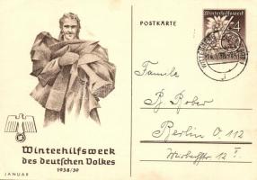 Winterhilfswerk (WHW) des deutschen Volkes 1938/39 Januar / Winter Relief of the German People NSDAP Nazi Party propaganda, swastika; 6+4 Ga. (EK)