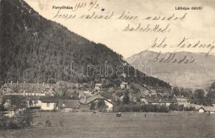 1915 Fenyőháza, Lubochna; látkép délről. John Nándnorné szállodás levele / view from South. Letter of a hotelier