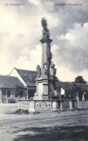 Bezdán, Bezdan; Szentháromság tér és szobor. Ligeti Dávid kiadása / Trinity square and statue