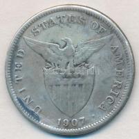 Fülöp-szigetek 1907S 1P Ag T:3 Philippines 1907S 1 Peso Ag C:F Krause KM#172