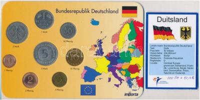 NSZK / Németország 1969-1995. 1pf-5M (8xklf) forgalmi sor karton dísztokban T:1-,2 FRG / Germany 1969-1995. 1 Pfennig - 5 Mark (8xdiff) coin set in cardboard case C:AU,XF