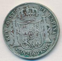 Spanyolország 1885. 50c Ag "XII. Alfonz" T:2- ph.
Spain 1885. 50 Centimos Ag "Alfons...