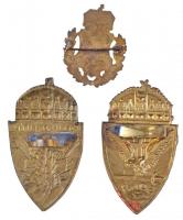 ~1900-1940. 3db-os jelvény tétel, közte "L / Isten! Haza! Király!" koronás Levente sapkaje...