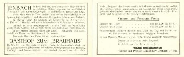 Jenbach (Tirol), Gasthof und Pension Bräuhaus / guest house and Hotel "Brewery". Folding c...