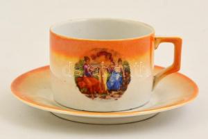 Zsolnay mitológiai (A három grácia) jelenetes teás készlet, matricás, jelzett, hibátlan