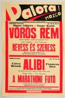 1935 Bp. I. Krisztina krt., A Palota Mozgó filmplakátja (Vörös rém, Alibi stb. filmcímekkel), szép állapotban, 47×31 cm