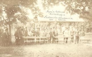 1911 Budapest VIII. Ludovika Akadémia, japán katonai küldöttség az udvaron / Japanese military delegation, soldiers in the garden. Original rare photo!
