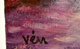 Vén jelzéssel: Csónakok. Olaj, farost, 24×32 cm