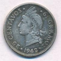 Dominikai Köztársaság 1942. 25c Ag T:2 patina
Dominican Republic 1942. 25 Centavos Ag C:XF patina