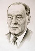 Nagy Zoltán (1916-1987): Kádár János. Rézkarc, papír, jelzett, 25×19 cm