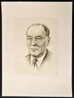 Nagy Zoltán (1916-1987): Kádár János. Rézkarc, papír, jelzett, 25×19 cm
