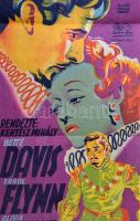 1940 Szerelem és vérpad, Bette Davis, Errol Flynn, stb. mozifilm csíkplakát, Kenyeres grafikája, haj...