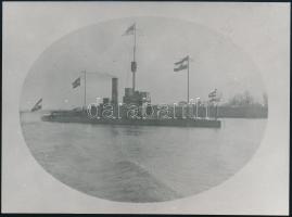 1918 A Bosna monitor Brailában, a Dunai Flottila hajója, az 1980-as években eredeti negatívról előhívott fotó, 13×18 cm