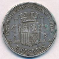 Spanyolország 1870SN-M 5P Ag "XIII. Alfonz" T:2-
Spain 1870SN-M 5 Pesetas Ag "Alfons...