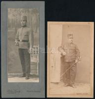 cca 1900-1914 Katonaportrék, 2 db keményhátú fotó, 10,5×6,5 és 13,5×6 cm