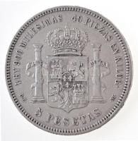 Spanyolország 1875DE-M 5P Ag "XII. Alfonz" T:2
Spain 1875DE-M 5 Pesetas Ag "Alfonso ...