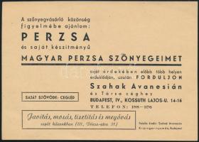 Szőnyegkészítők szórólapjai (Szahak Avanesián, Szőnyegüzem, Ehrenfeld Gézáné), 3 db