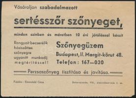 Szőnyegkészítők szórólapjai (Szahak Avanesián, Szőnyegüzem, Ehrenfeld Gézáné), 3 db