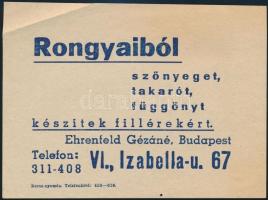 Szőnyegkészítők szórólapjai (Szahak Avanesián, Szőnyegüzem, Ehrenfeld Gézáné), 3 db