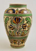 Páll Magdi (fazekas): Korondi váza, festett mázas kerámia, jelzett, hibátlan, m: 29 cm