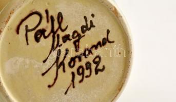 Páll Magdi (fazekas): Korondi váza, festett mázas kerámia, jelzett, hibátlan, m: 29 cm