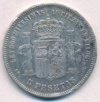 Spanyolország 1871SD-M 5P Ag "I. Amadé" T:2- ph.
Spain 1871SD-M 5 Pesetas Ag "Amadea...