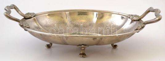 Díszes alpakka kínáló, 34×20,5 cm