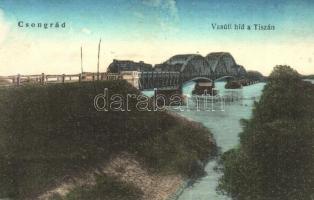 Csongrád, Vasúti híd a Tiszán. Kiadja Szilber J. Antal (kopott sarkak / worn corners)