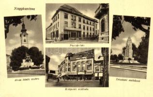 Nagykanizsa, Postapalota, 48-as hősök szobra, Központi szálloda, Trianoni emlékmű