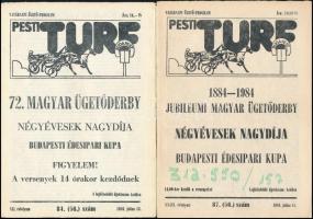 1984, 1986 Pesti Turf 2 db száma + 4 db fotó Jágó nevezetű lóról, 12×9 és 24×17 cm közötti méretekbe...