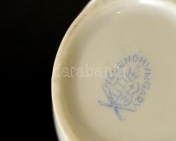 Herendi rózsa mintás dísz kis váza, kézzel festett, jelzett, apró kopással, m: 8 cm