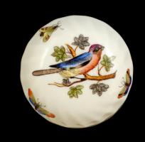 Herendi madaras ékszertartó, kézzel festett, jelzett, apró kopással, d:7 cm,