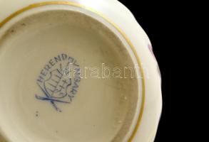 Herendi madaras ékszertartó, kézzel festett, jelzett, apró kopással, d:7 cm,