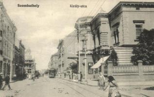 1906 Szombathely, Király utca, villamos, építkezés