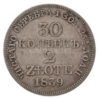 Lengyelország / Kongresszusi Lengyelország 1839MW 2Zl (30k) Ag T:2,2-
Poland / Congress Poland 1839...
