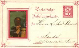 1888-1898 Packetfahrt Jubiläumskarte. Wilhelm II. Berliner Packetfahrt transparent litho. 10 Pfennig Ga.