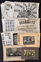 1926-1980 Vegyes tablófotó tétel, 48 db, köztük gépipari és vasútgépészeti technikum tablófotói, fotó, fotó kartonon, részben a hátoldalakon feliratozva, változó állapotban, 9x13 cm és 24x30 cm közötti méretben