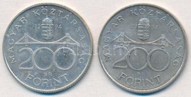 1994. 200Ft Ag "Deák" (2x) T:2 patina