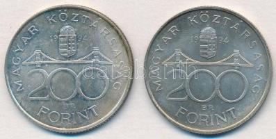 1994. 200Ft Ag "Deák" (2x) T:2 patina
