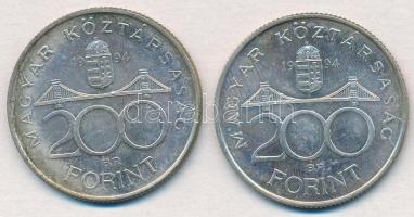 1994. 200Ft Ag "Deák" (2x) T:2 patina
