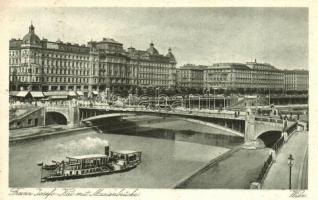 Vienna, Wien; Franz Jose-Kai mit Marienbrücke / quai, port, steamship