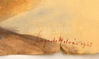 Szegedi Molnár Géza (1906-1970): Parkban. Akvarell, papír, jelzett, felcsavarva, szélein szakadások,...