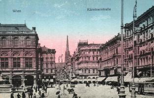 Vienna, Wien I. Kärntnerstrasse, tram + K. u. K. Infanterieregiment Freiherr von Hess Nr. 49. V. Ersatzkompagnie (kopott sarkak / worn corners)