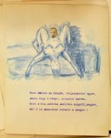 cca 1930-1940 Erotikus, pajzán kollázsokkal illusztrált versikék, 1 (előszó)+28 lap, az kettőn a ráragasztott kép hiányzik. Heyden-Folie feliratú kopottas, kissé sérült félvászon mappában.