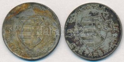 1947. 5Ft Ag "Kossuth" (2x) T:2,2- patina