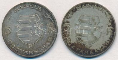 1947. 5Ft Ag "Kossuth" (2x) T:2,2- patina